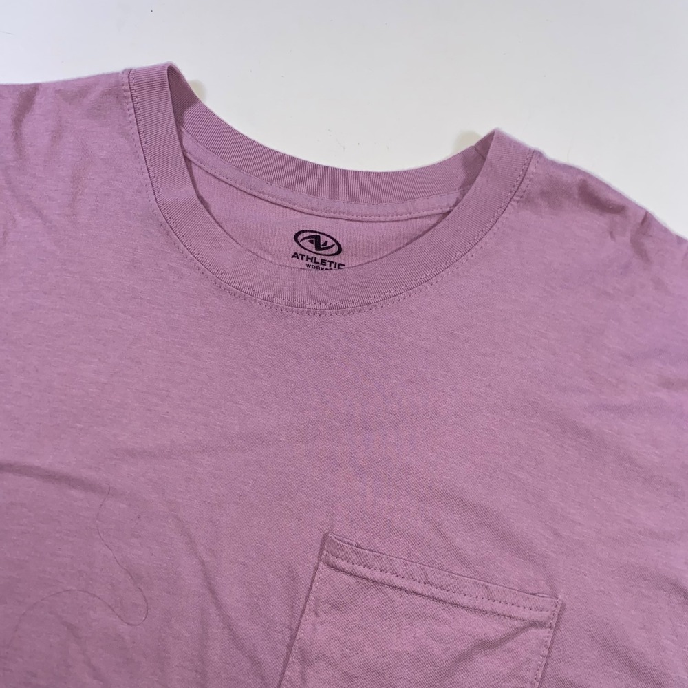 Athletic Works Mens 2XL Mauve Purple Cotton Pocket T-Shirt Short Sleeve Crewneck